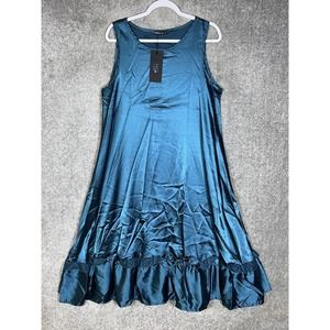 FHQ Collection Sleeveless Ruffle Hem Midi‎ Tank Dress Womens Size XL Teal NWT